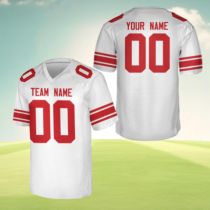 Personalized Team Name And Number Any Football Jersey, Custom V-neck Short Sleeve Jersey Shirt, Football Jersey For Football Fan Lover