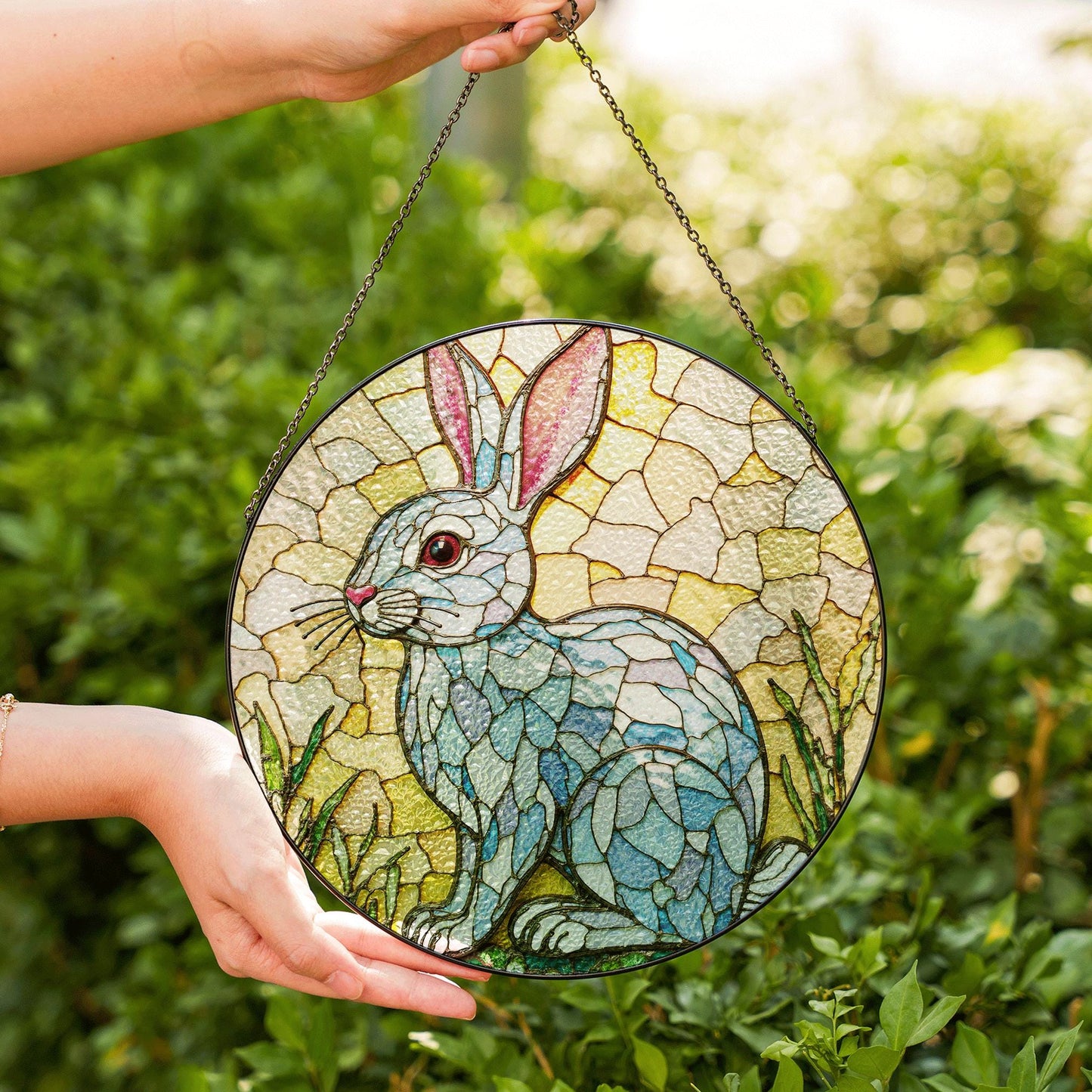 Stained Glass Rabbit Suncatcher Unique Window Decor Gift for Animal Lovers