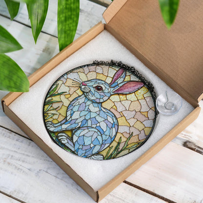 Stained Glass Rabbit Suncatcher Unique Window Decor Gift for Animal Lovers