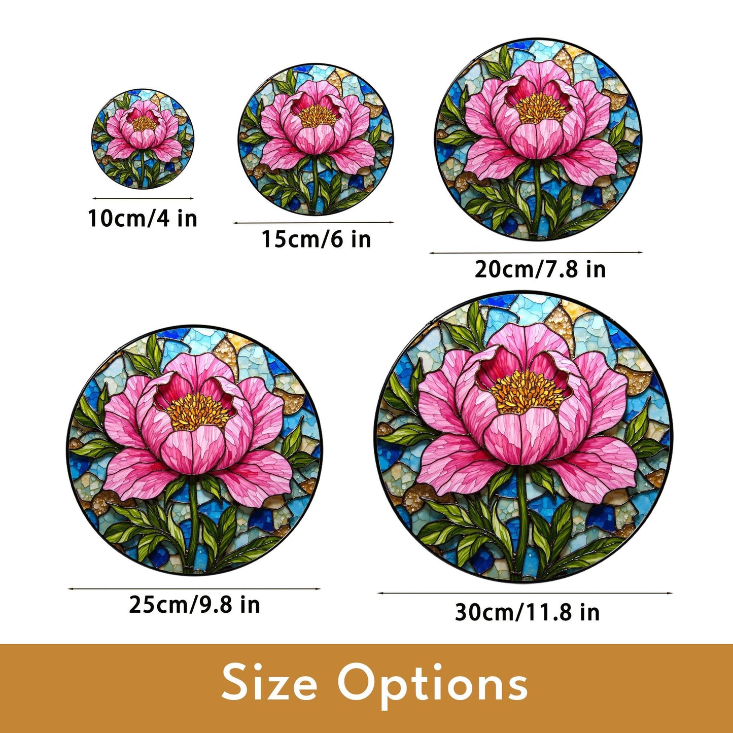 Peony Flower Stained Glass Suncatcher Hanging Window Art Home Decor Gift for Her