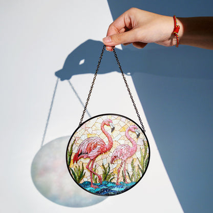 Flamingo Stained Glass Suncatcher Window Decoration Art Gift for Her