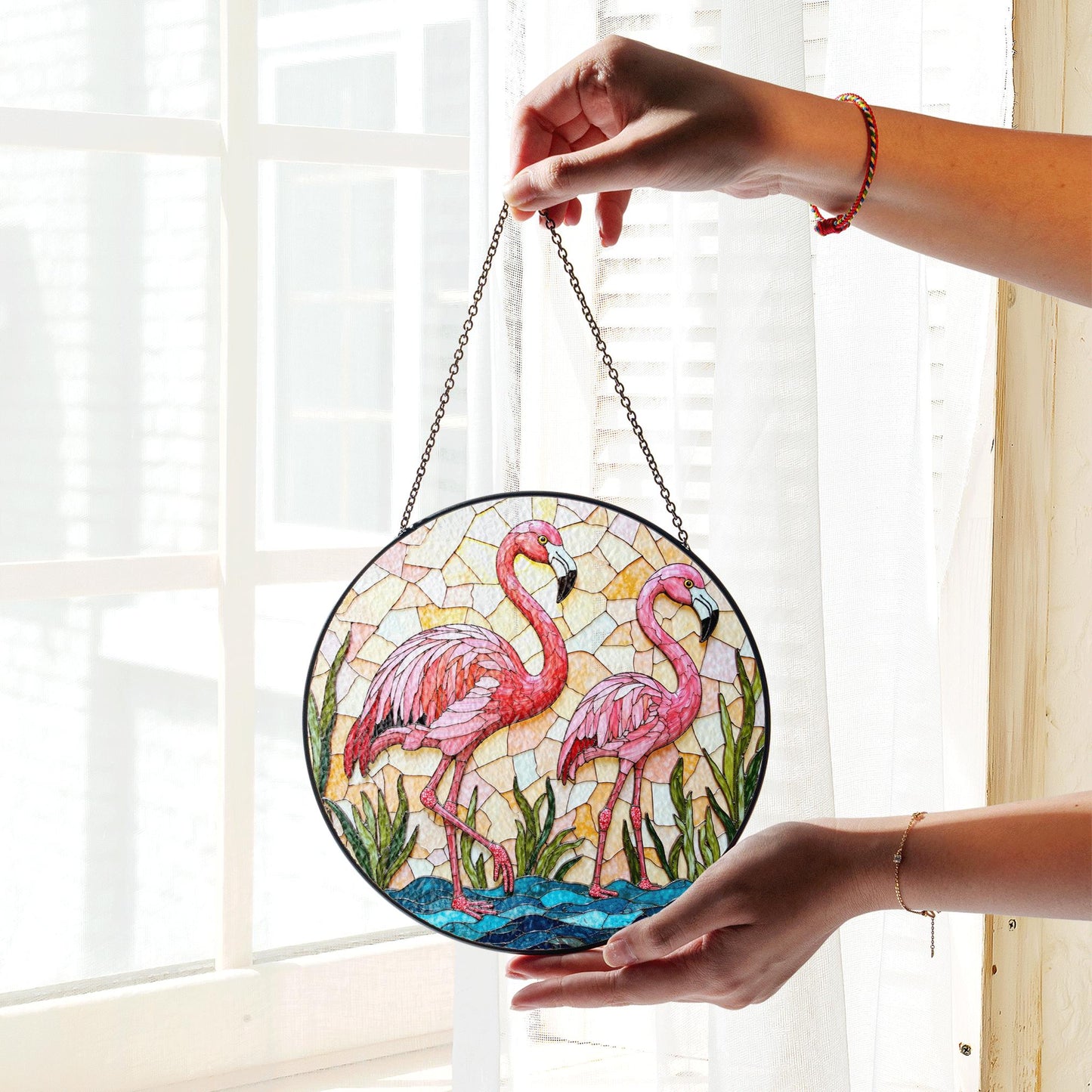 Flamingo Stained Glass Suncatcher Window Decoration Art Gift for Her
