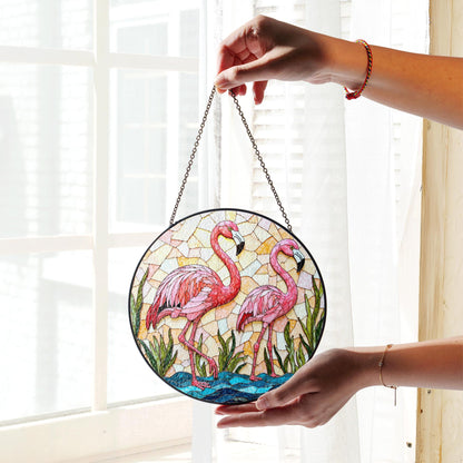 Flamingo Stained Glass Suncatcher Window Decoration Art Gift for Her
