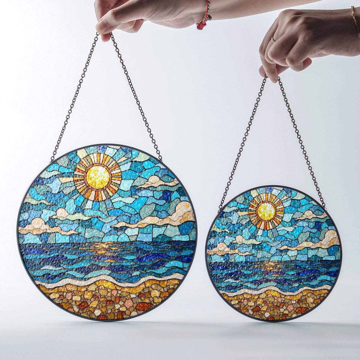 Ocean Sun Stained Glass Suncatcher Beach Home Decor Perfect Gift for Nature Lovers