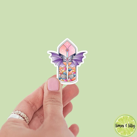 Stained Glass Bat Wings Sword Book Sticker, Vinyl, Book Inspired, Quote Kindle Sticker, ACOTAR, Crescent City Bookish Stickers