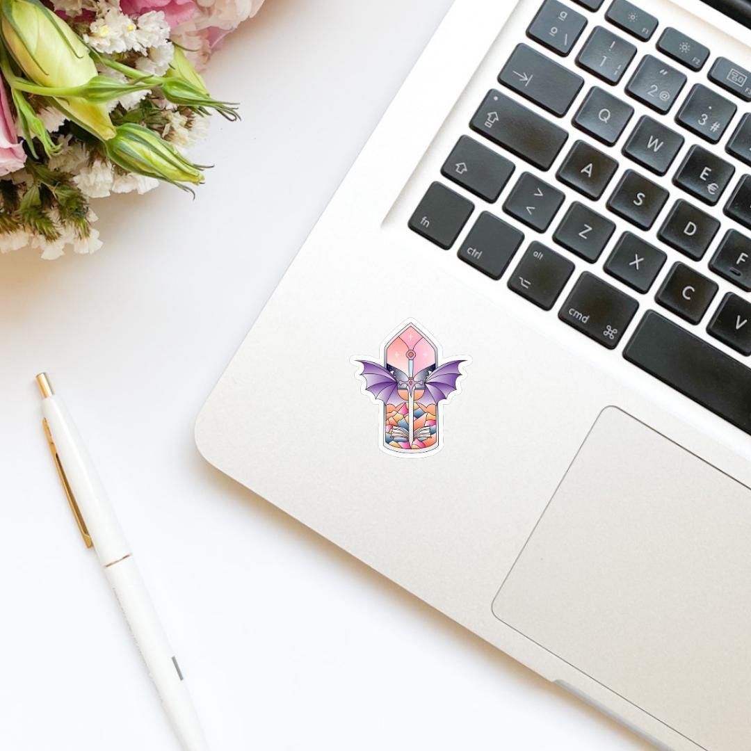 Stained Glass Bat Wings Sword Book Sticker, Vinyl, Book Inspired, Quote Kindle Sticker, ACOTAR, Crescent City Bookish Stickers