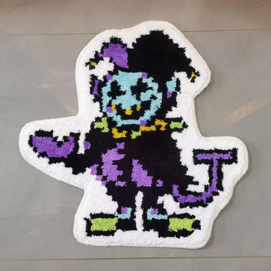 Deltarune Jevil Tufted Rug Custom Anime Game Design Knitting Handmade Non-slip Area Rugs Home Decor
