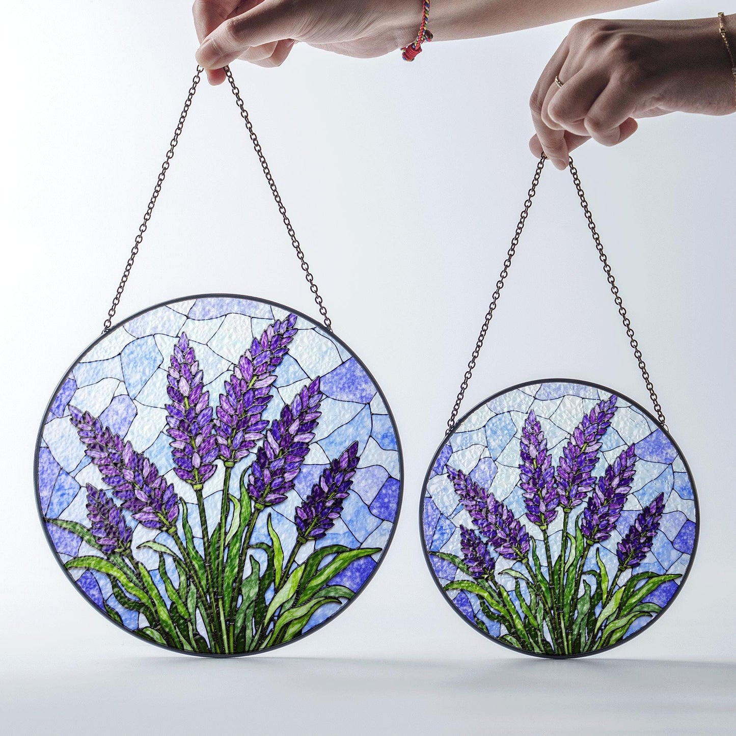 Lavender Stained Glass Suncatcher Purple Floral Window Decoration Gift for Her