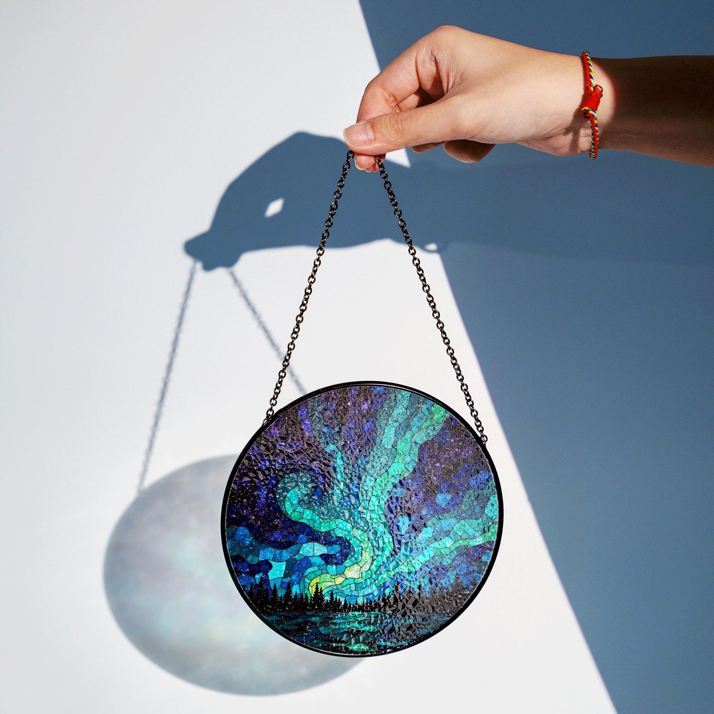 Northern Lights Suncatcher Stained Glass Gift Nature Lovers Home Decor