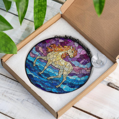 Stained Glass Unicorn Suncatcher Rainbow Decor Gift for Unicorn Lovers