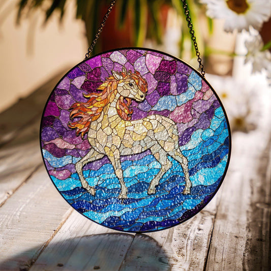 Stained Glass Unicorn Suncatcher Rainbow Decor Gift for Unicorn Lovers