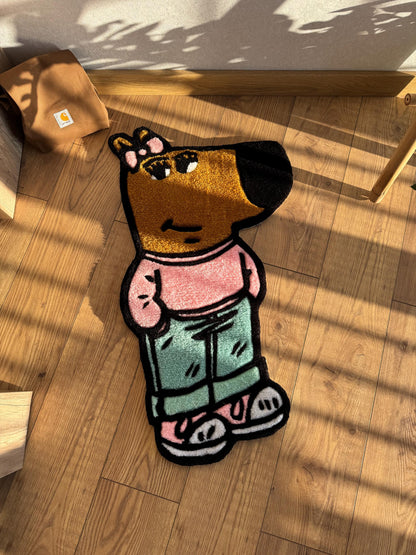 Chill Girl Custom Wool Rug: Handmade Tufted Fiber Art