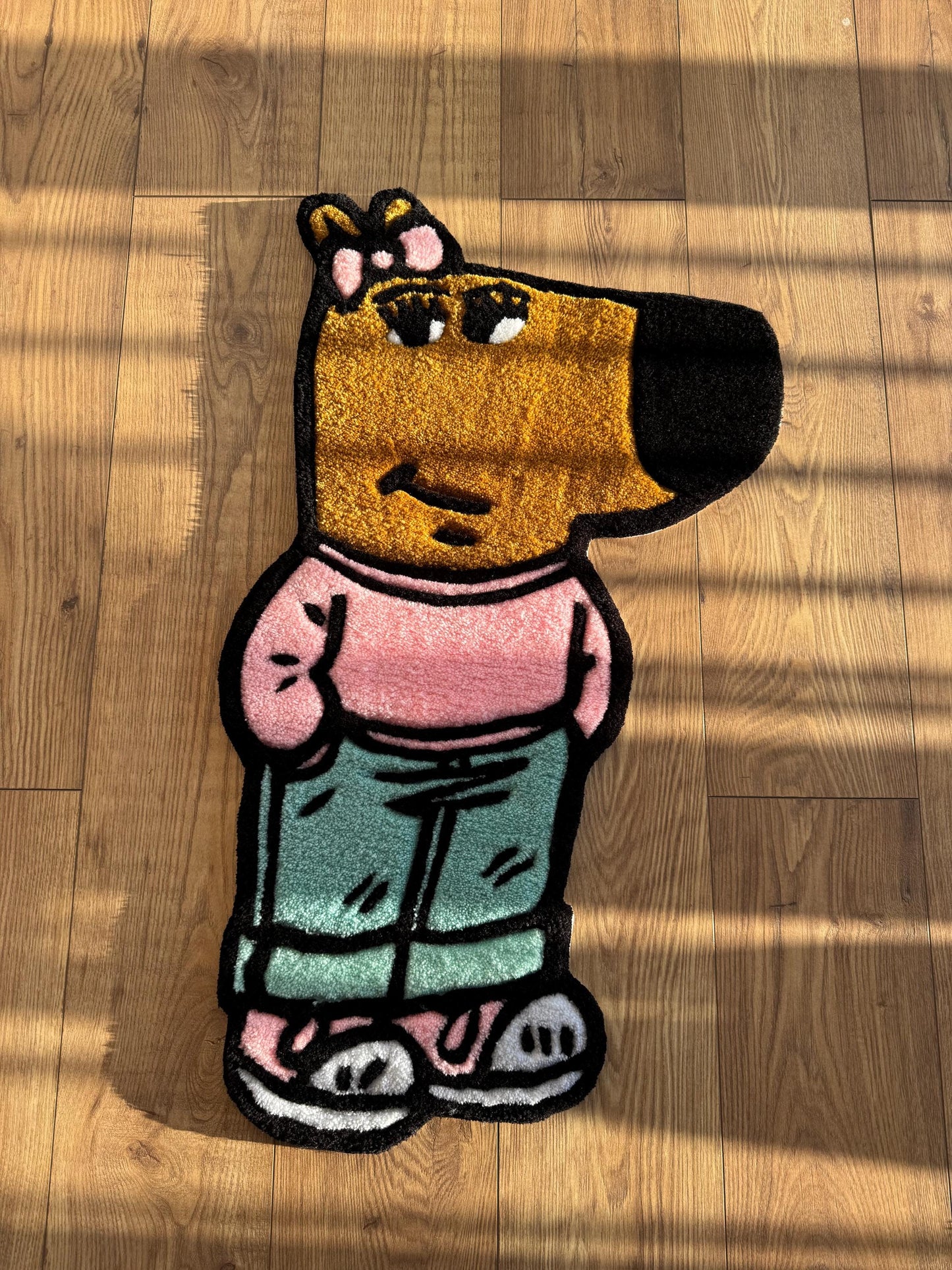 Chill Girl Custom Wool Rug: Handmade Tufted Fiber Art