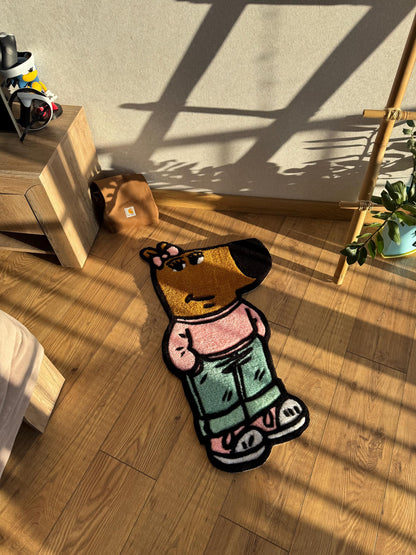 Chill Girl Custom Wool Rug: Handmade Tufted Fiber Art