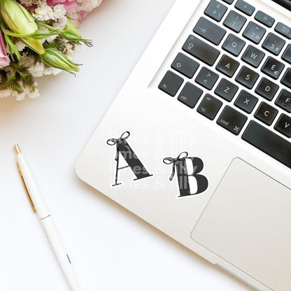Custom Monogram Initial Letter Coquette Black Bow Vinyl Sticker | Girly Sticker | Kindle Stickers | Cute Stickers | Water Bottle Sticker |