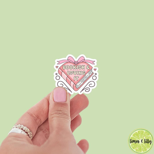 Bookish Girlie Coquette Bows Heart Sticker | Kindle Sticker | Book Club | Bookish Sticker | Funny | Die Cut | Decal | Pink Stickers | Bow