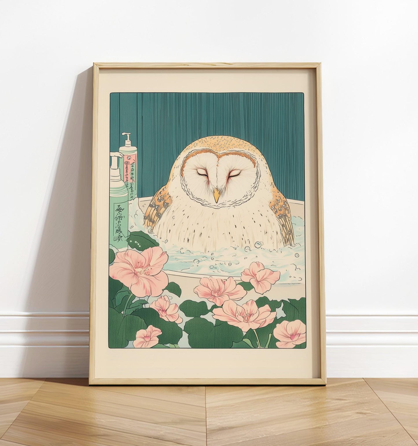 Barn Owl Print: Ukiyo-e Japanese Bathroom Art