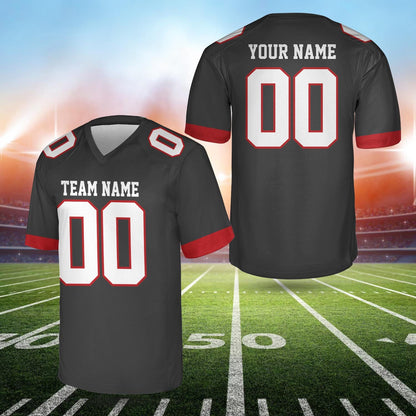 Personalized Team Name And Number Any Football Jersey, Custom V-neck Short Sleeve Jersey Shirt, Football Jersey For Football Fan Lover