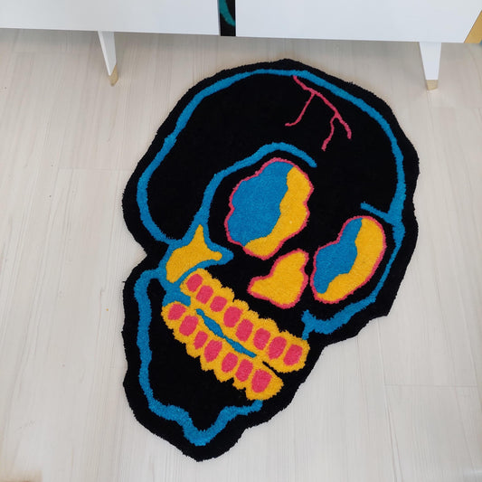 Skull Rug,Tufted Rug,Gothic Rug,Living Room Rug,Fear Rug,Fear Decor,Custom Rug,Modern Rug,Black Rug,Custom Gifts,Skeleton Rug,Satanic Rug
