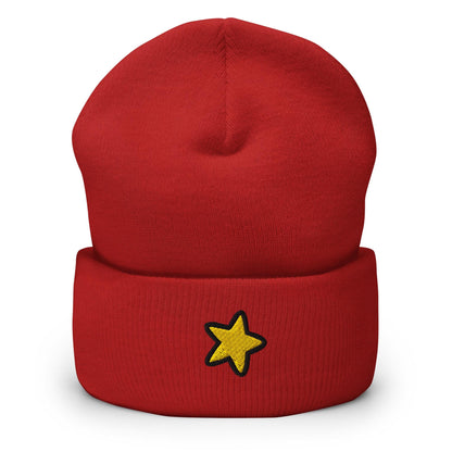 Star Beanie, Handmade Cuffed Knit Unisex Slouchy Adult Winter Hat Cap Gift, Kawaii
