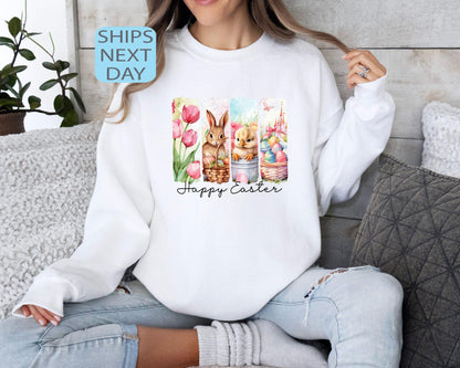 Easter Vibes Sweatshirt, Retro Easter Shirt, Rabbit Lover Gift, Easter Egg Hunt, Easter Chicks Shirt, Happy Easter Graphic Shirt