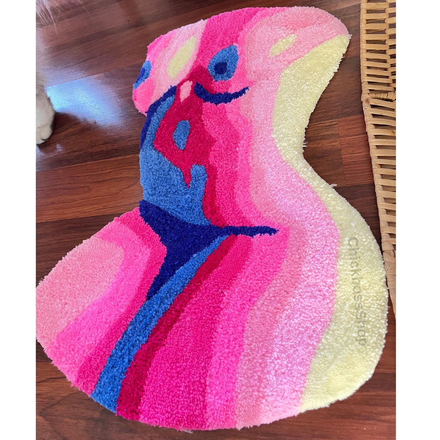 Woman Body Tufted Rug | Pink Abstract Female Tufted Rug | Handmade Aesthetic Decor Tufting Rug