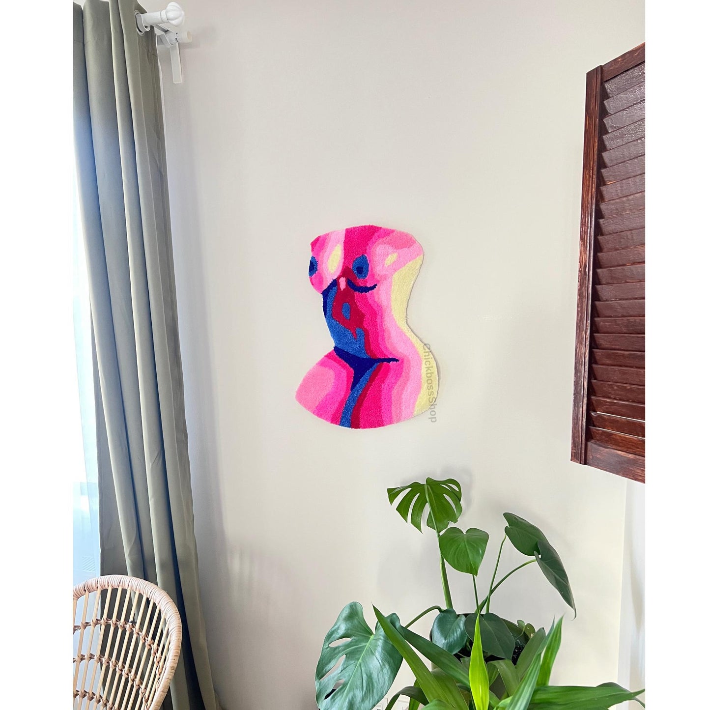 Woman Body Tufted Rug | Pink Abstract Female Tufted Rug | Handmade Aesthetic Decor Tufting Rug