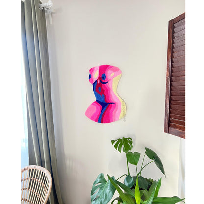 Woman Body Tufted Rug | Pink Abstract Female Tufted Rug | Handmade Aesthetic Decor Tufting Rug