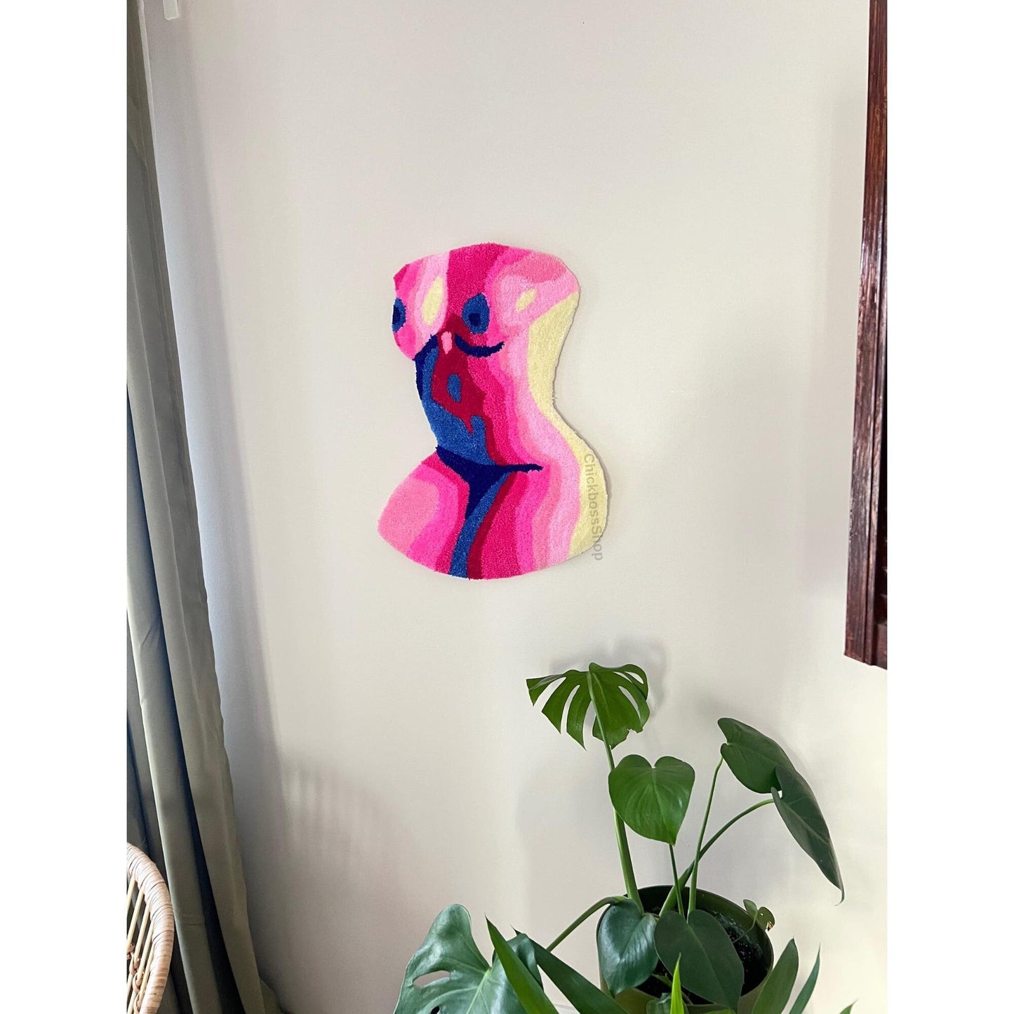 Woman Body Tufted Rug | Pink Abstract Female Tufted Rug | Handmade Aesthetic Decor Tufting Rug