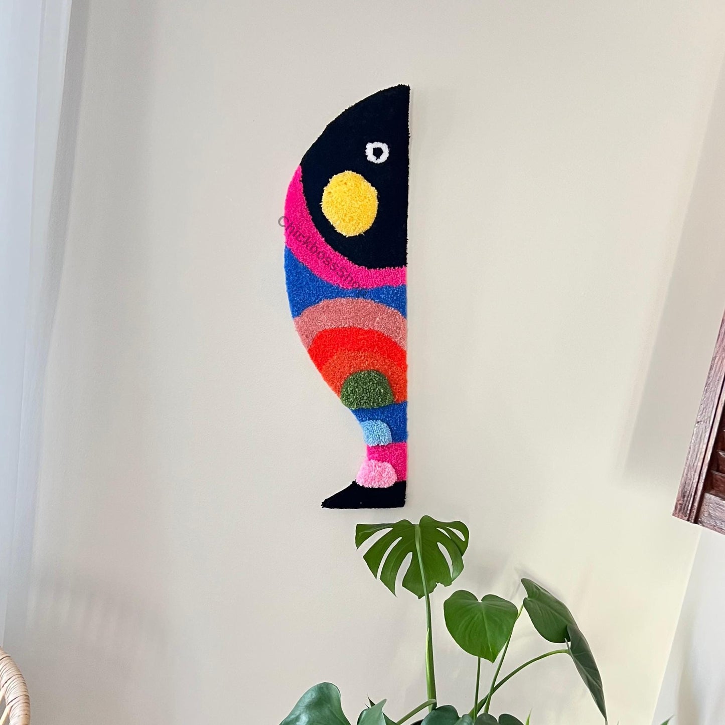 Handmade Colorful Fish Rug: 3D Tufted Acrylic Yarn