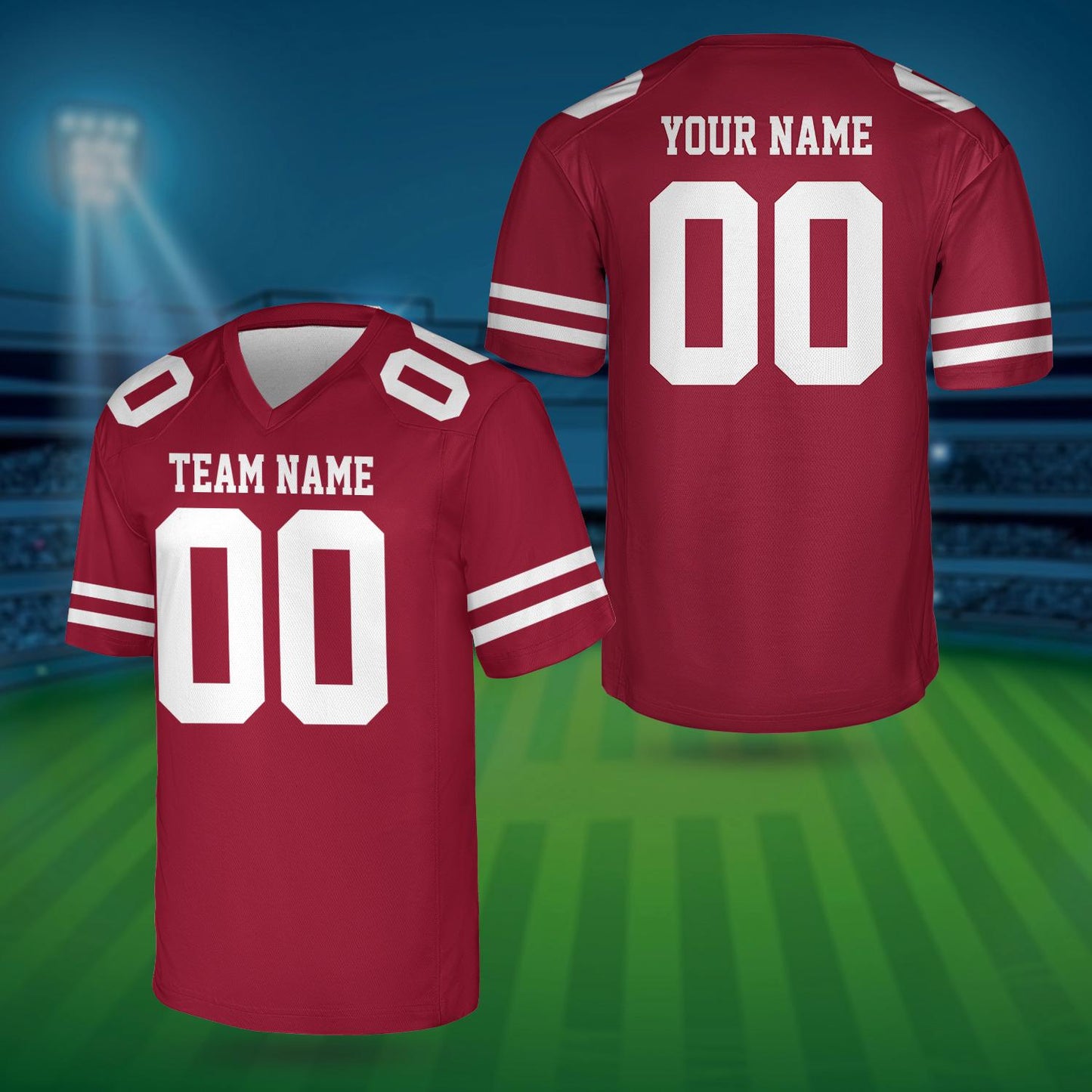 Personalized Team Name And Number Any Football Jersey, Custom V-neck Short Sleeve Jersey Shirt, Football Jersey For Football Fan Lover