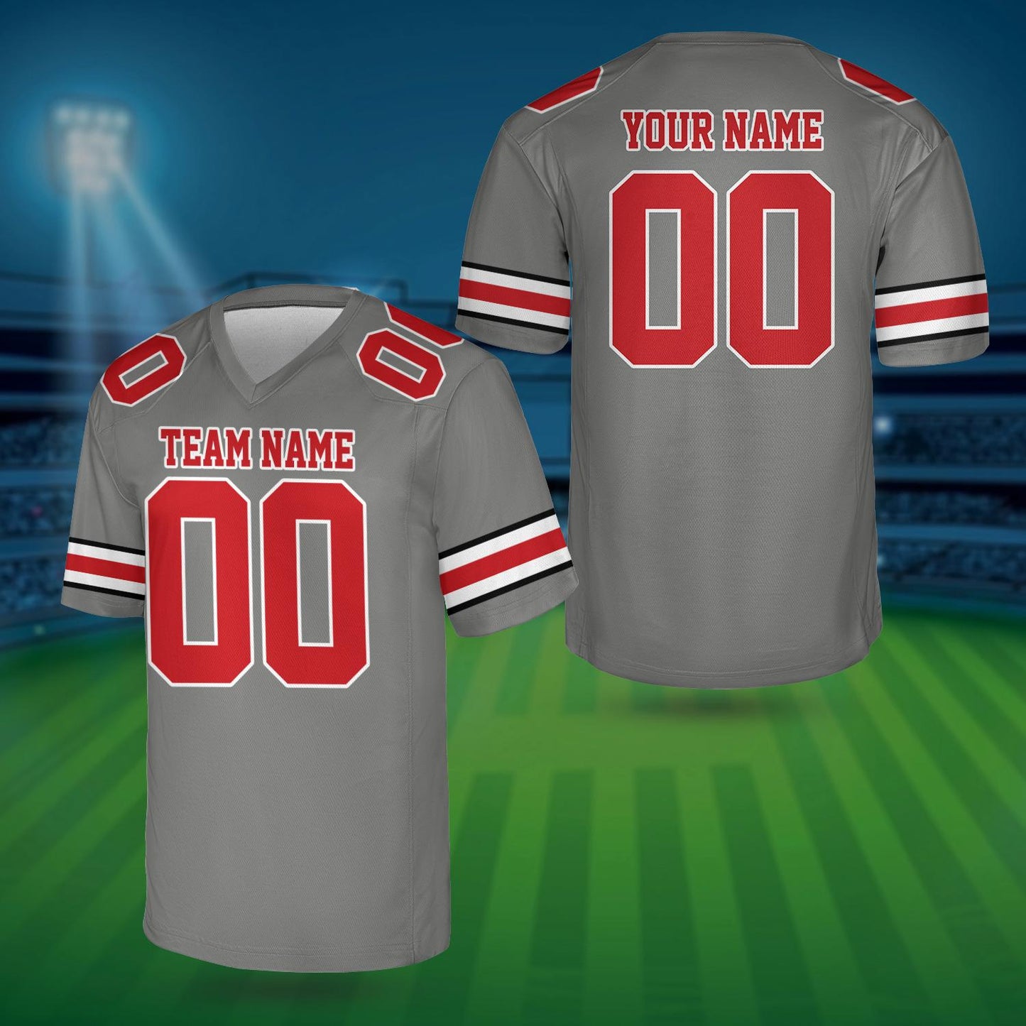 Personalized Team Name And Number Any Football Jersey, Custom V-neck Short Sleeve Jersey Shirt, Football Jersey For Football Fan Lover