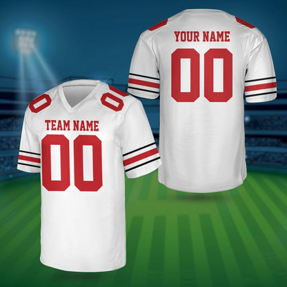 Personalized Team Name And Number Any Football Jersey, Custom V-neck Short Sleeve Jersey Shirt, Football Jersey For Football Fan Lover