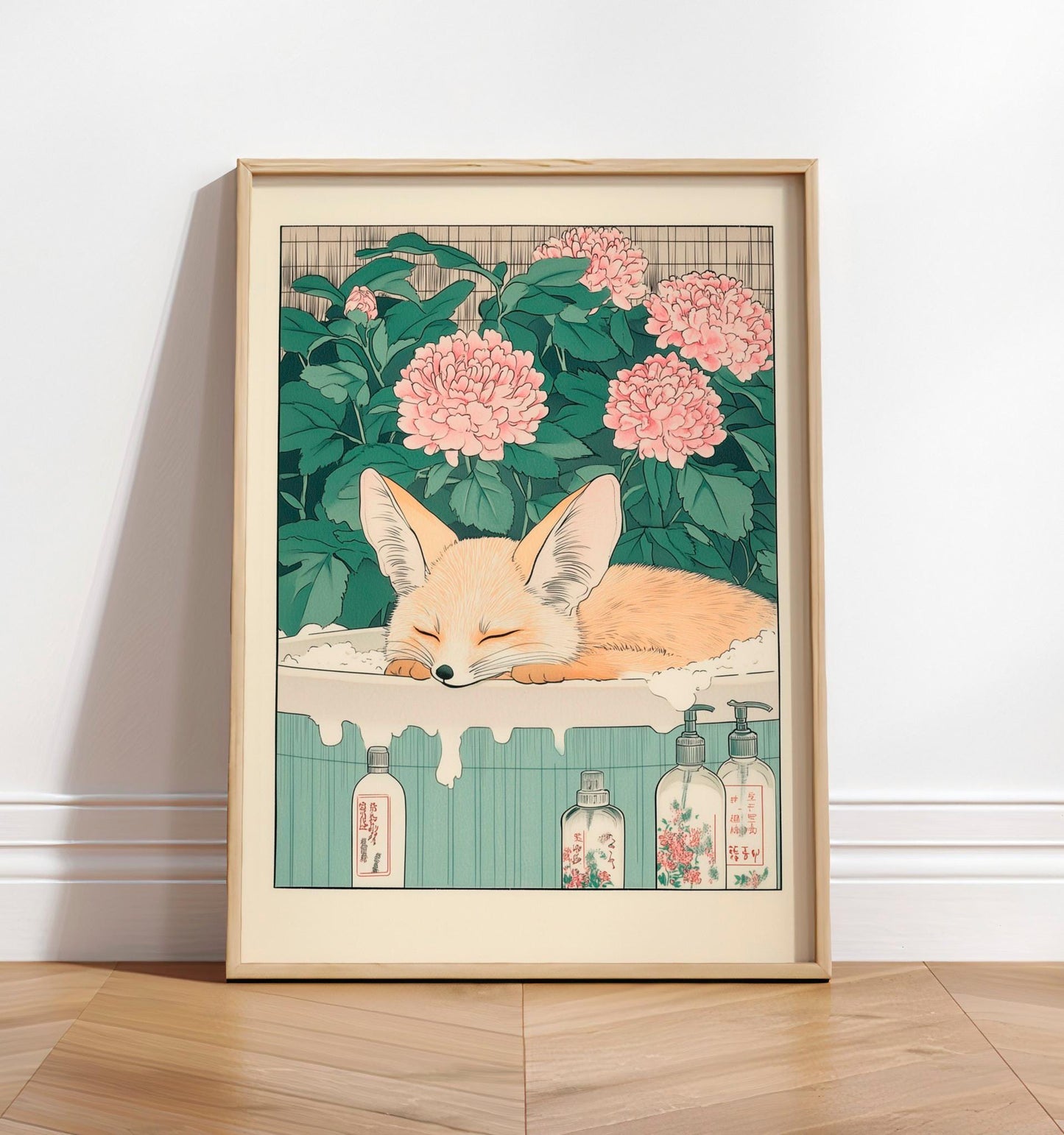 Fennec Fox Ukiyo-e Print: Japanese Bathroom Print
