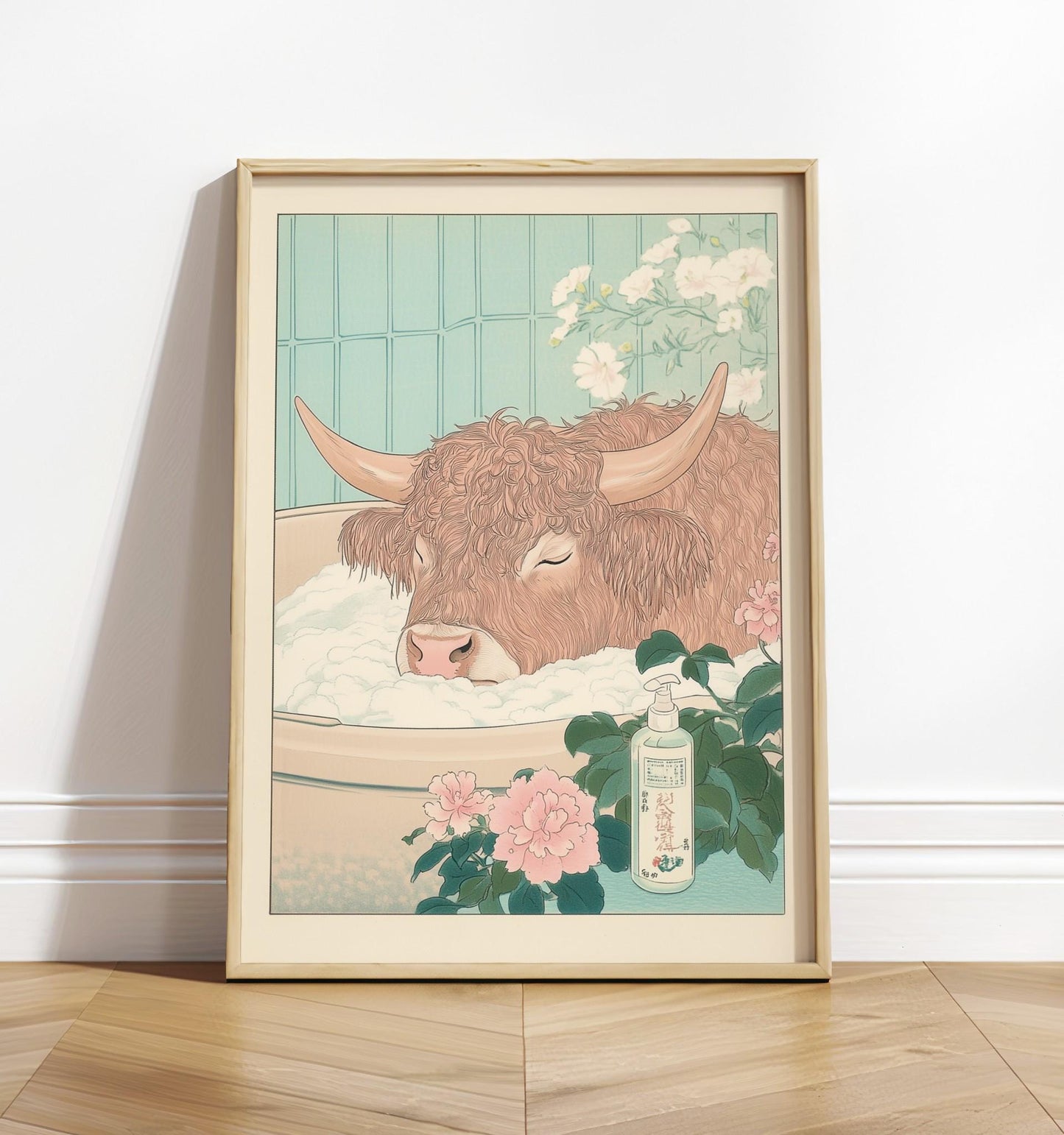 Highland Cow Print: Ukiyo-e Japanese Bathroom Art