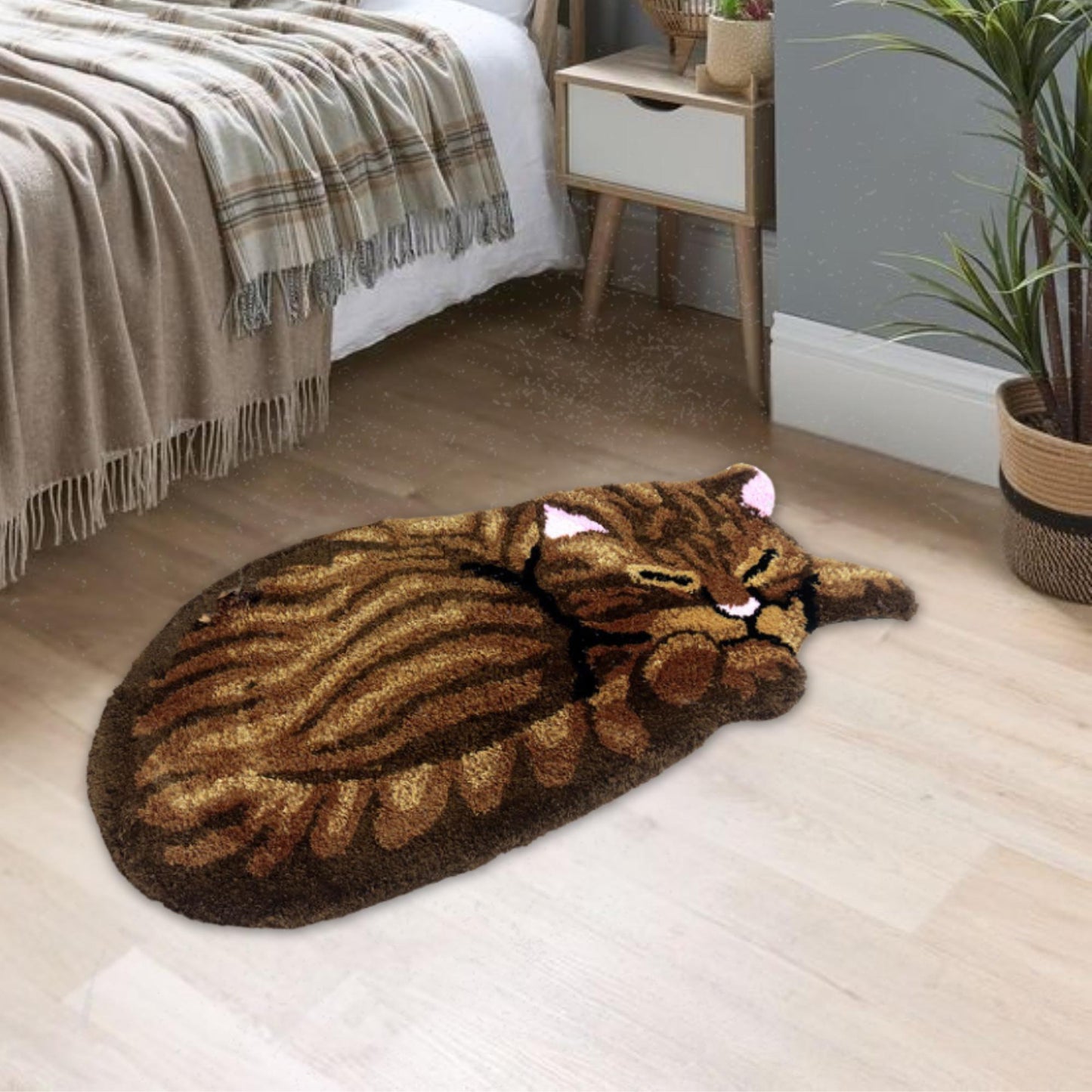 Cat Shape Rug for Children's Room Decoration Door Mat Gray Brown Living Room Bathroom Area Rug