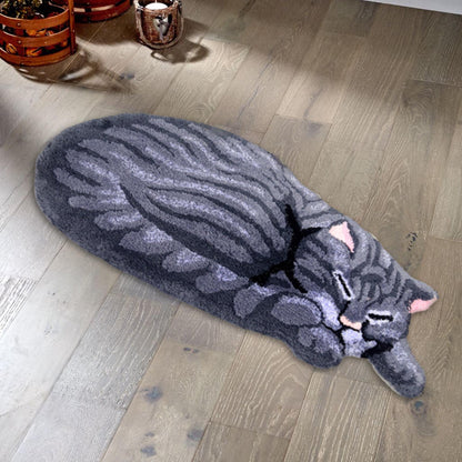 Cat Shape Rug for Children's Room Decoration Door Mat Gray Brown Living Room Bathroom Area Rug