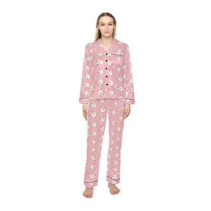 Kawaii Sleeping Bears Satin Pajama Set, Cute PJs for Women, Sleepwear Gift, Lounge Wear, Nightwear,