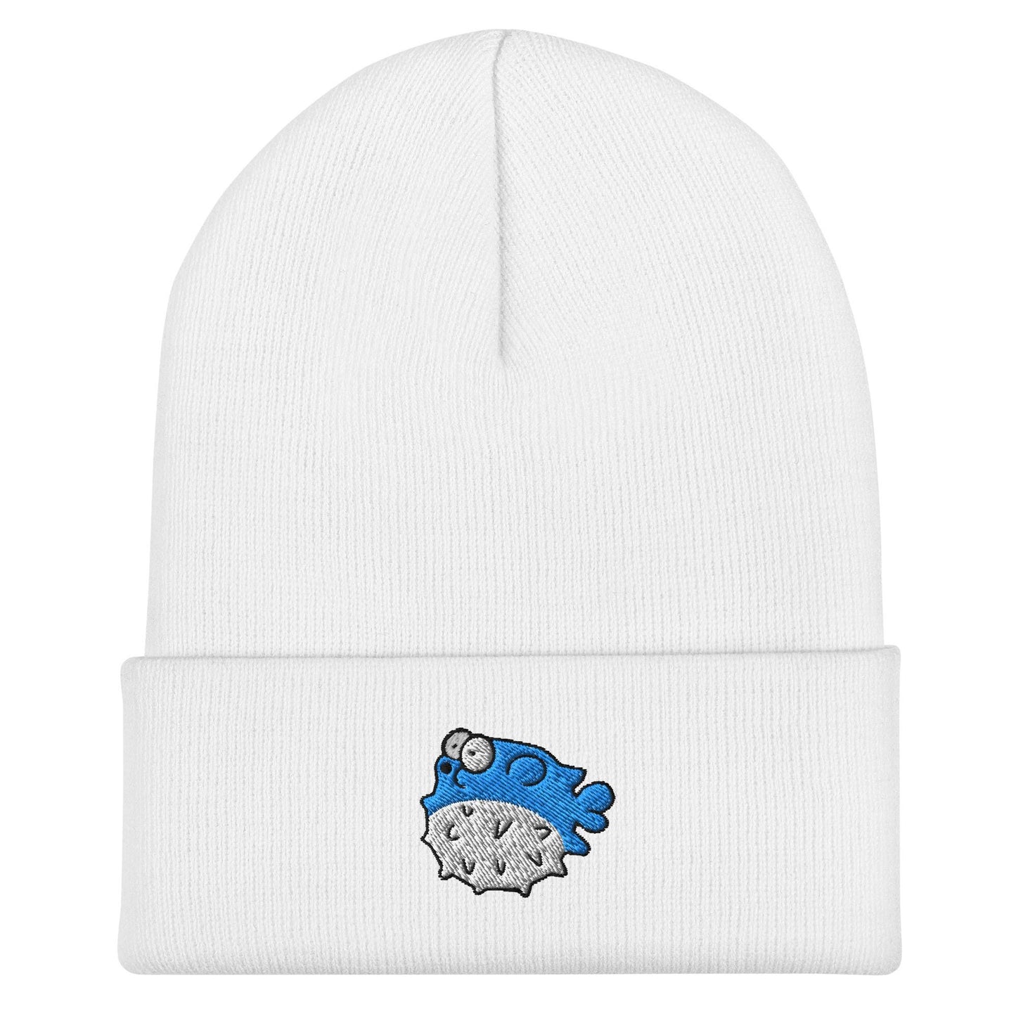Pufferfish Beanie, Handmade Cuffed Knit Unisex Slouchy Adult Winter Hat Cap Gift, Kawaii