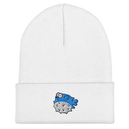Pufferfish Beanie, Handmade Cuffed Knit Unisex Slouchy Adult Winter Hat Cap Gift, Kawaii