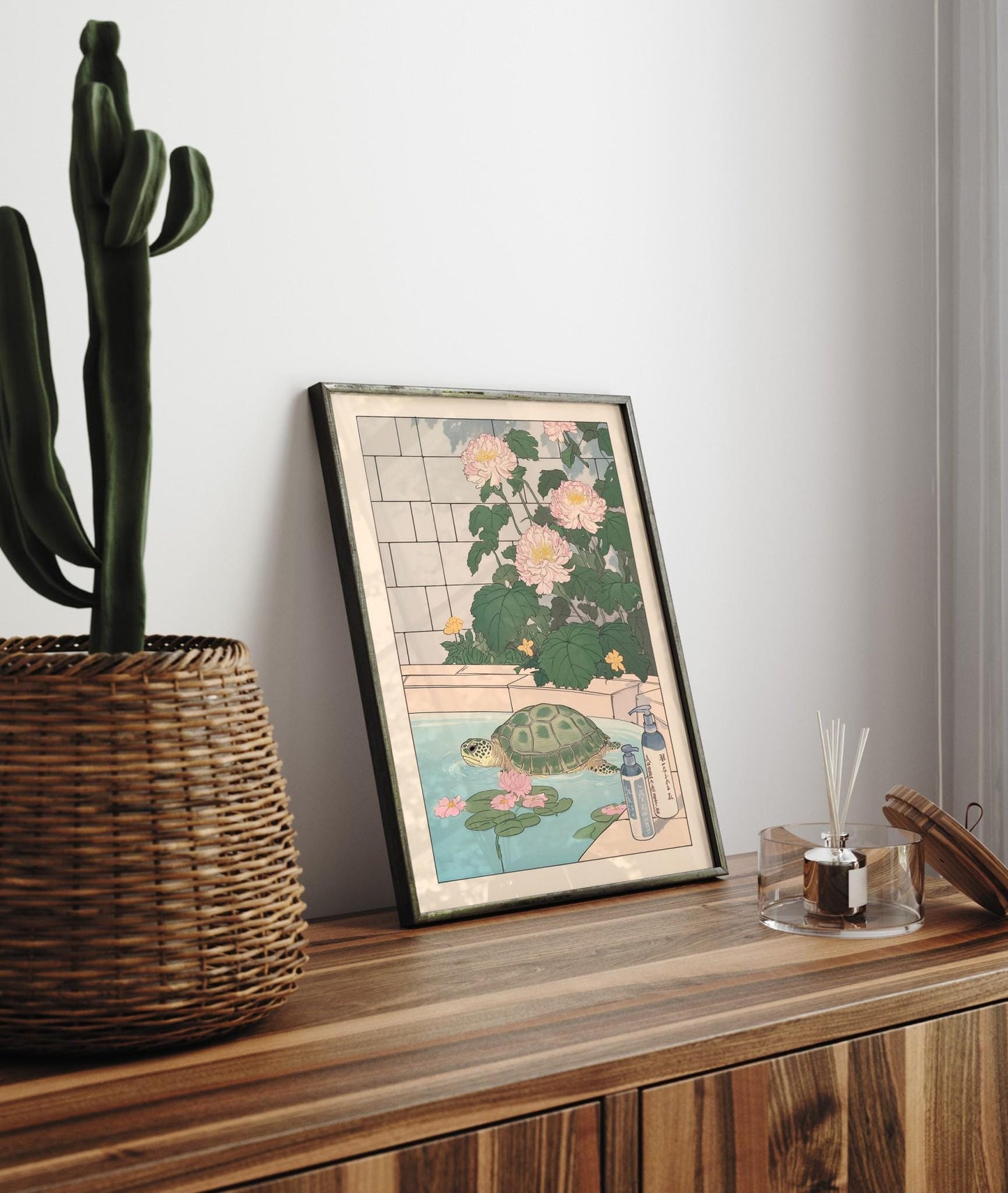 Sea Turtle Bathroom Print: Ukiyo-e Japanese Art Poster
