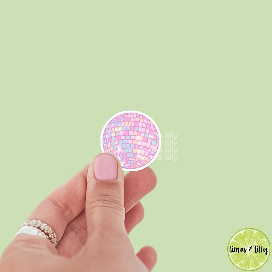 Pink and Purple Disco Ball Vinyl Sticker | bookish stickers | kindle stickers | laptop |water bottle | retro | trendy stickers