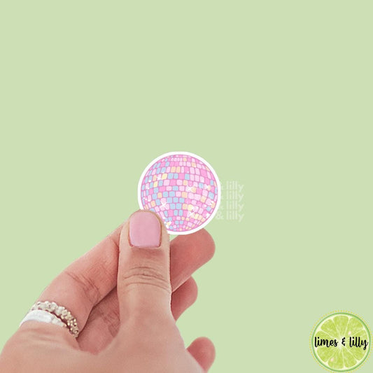 Pink and Purple Disco Ball Vinyl Sticker | bookish stickers | kindle stickers | laptop |water bottle | retro | trendy stickers