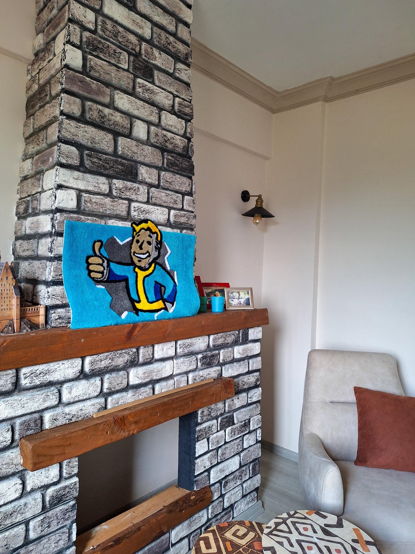 Vault Boy Rug: Fallout Handmade Tufted Wall Art - Gamer Decor