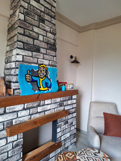 Vault Boy Rug: Fallout Handmade Tufted Wall Art - Gamer Decor