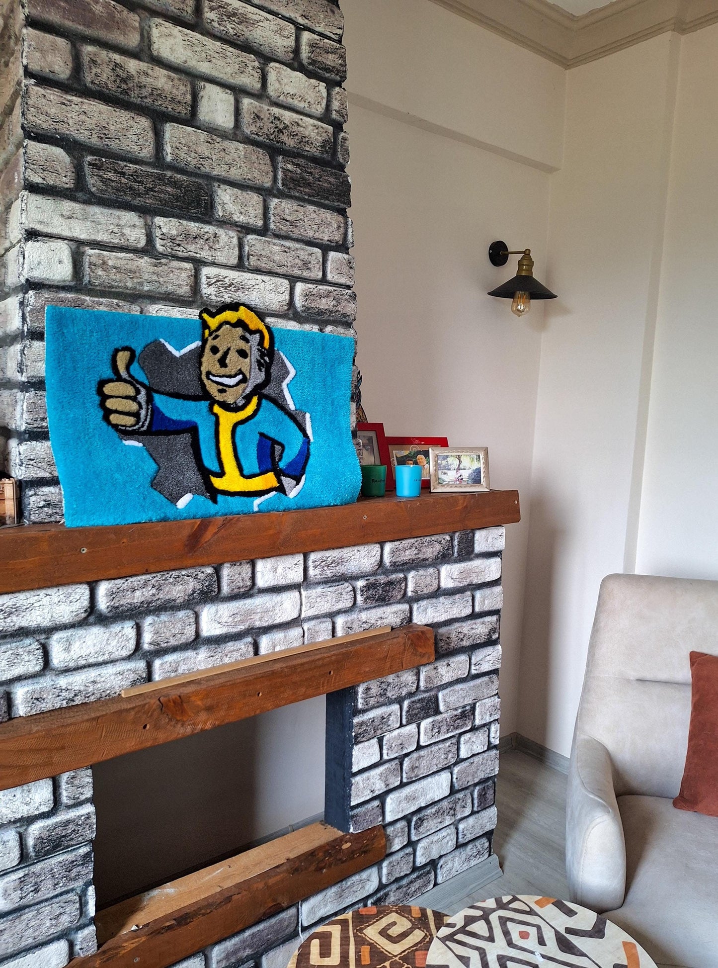 Vault Boy Rug: Fallout Handmade Tufted Wall Art - Gamer Decor