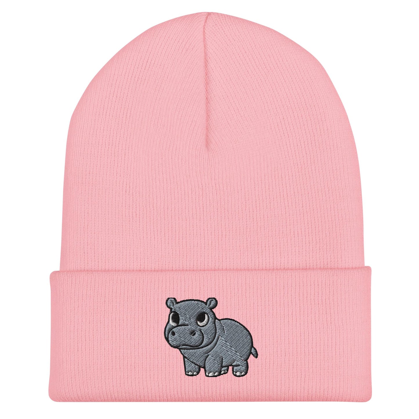 Pygmy Hippo Beanie, Handmade Cuffed Knit Unisex Slouchy Adult Winter Hat Cap Gift, Kawaii