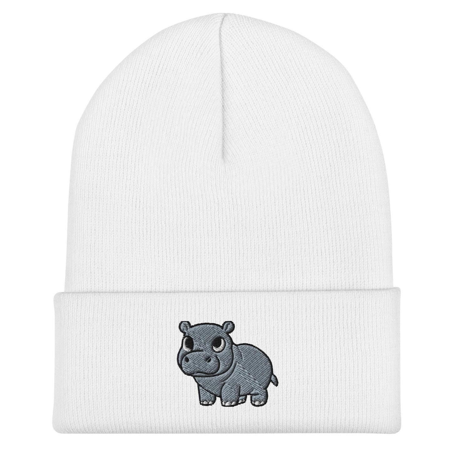 Pygmy Hippo Beanie, Handmade Cuffed Knit Unisex Slouchy Adult Winter Hat Cap Gift, Kawaii