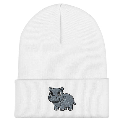Pygmy Hippo Beanie, Handmade Cuffed Knit Unisex Slouchy Adult Winter Hat Cap Gift, Kawaii