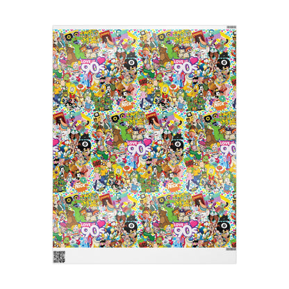 90's Wrapping Papers, Nostalgic Custom Gift Wrap, High-Quality Fine Art Paper, Matte or Glossy Finish, 3 Sizes Available